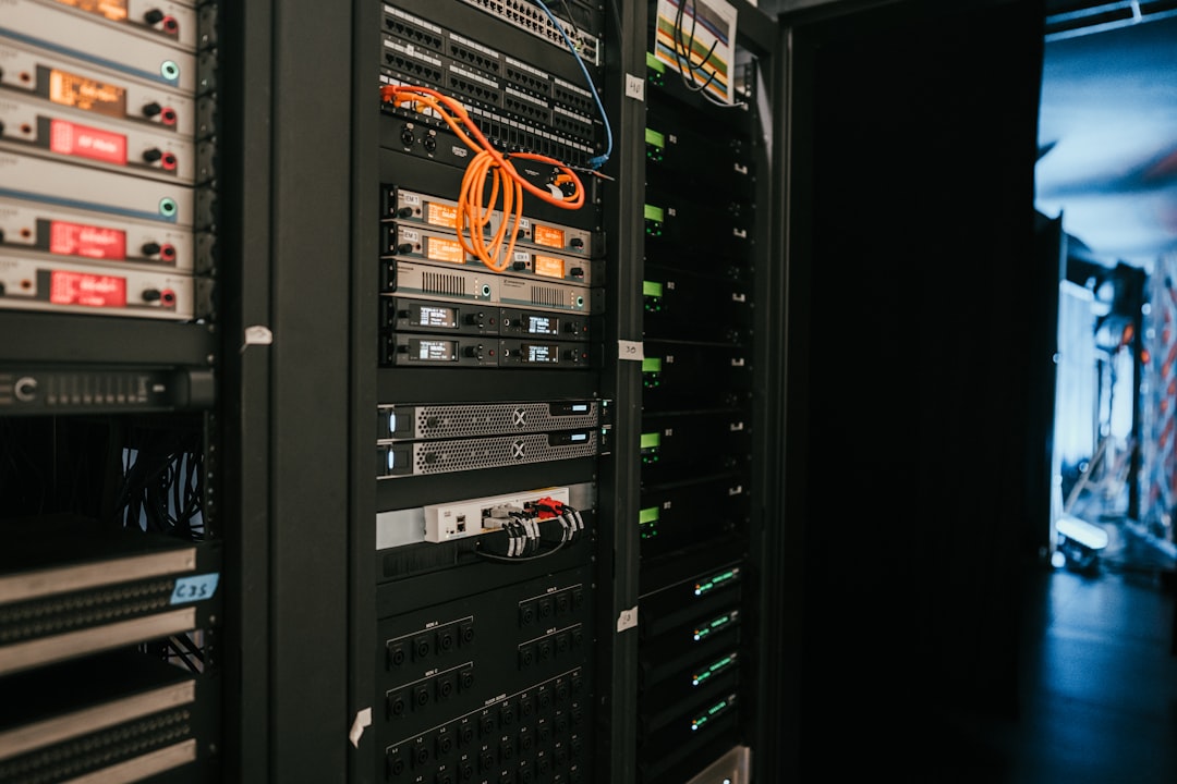 Rack of servers in a data center representing global CDN nodes