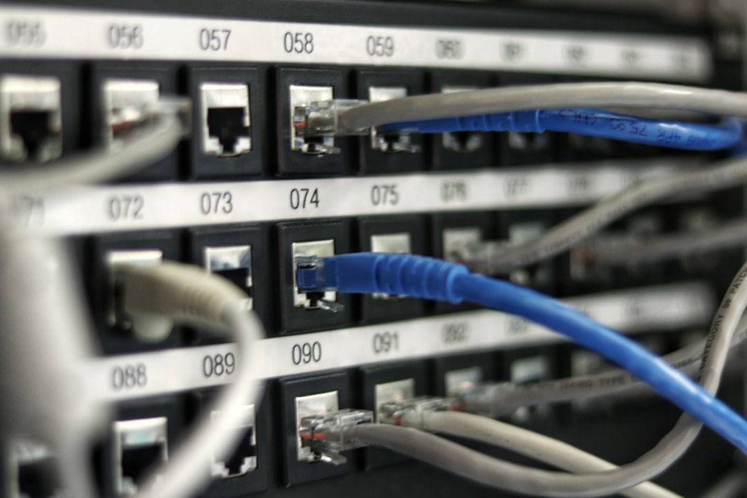 Blue ethernet network cable representing bandwidth and internet connectivity
