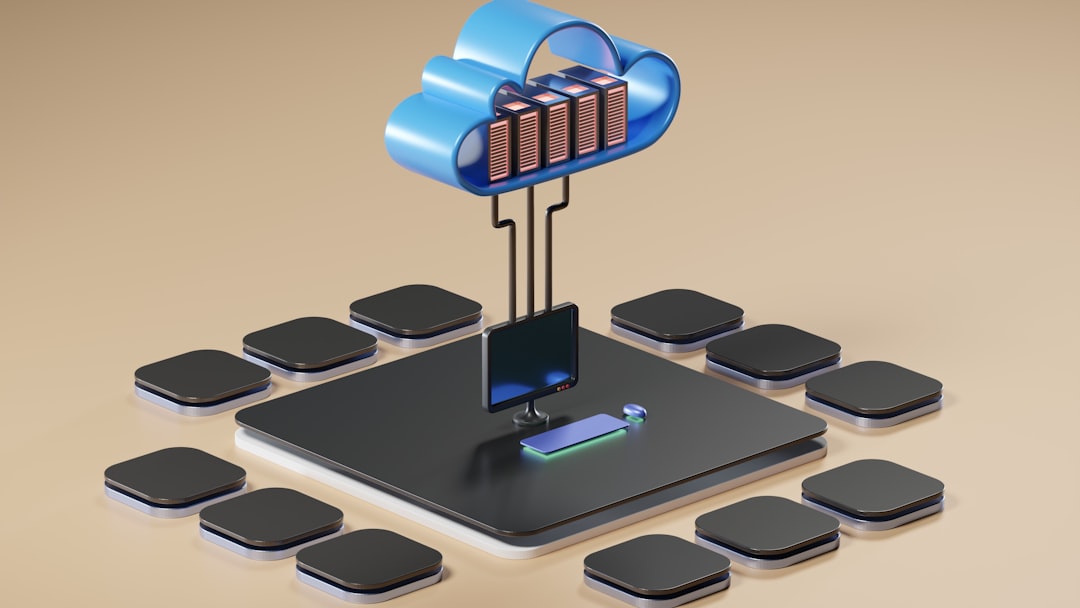 3D render of cloud computing concept showing interconnected servers