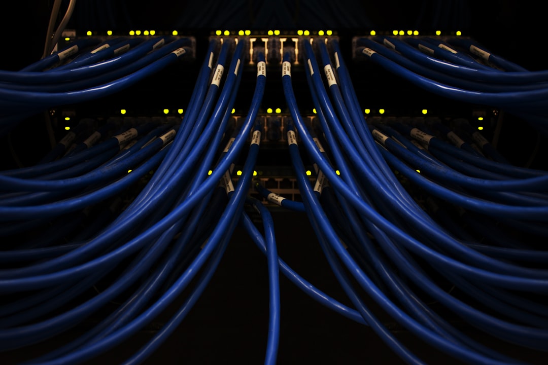 Blue network wires connected representing bandwidth and data transfer