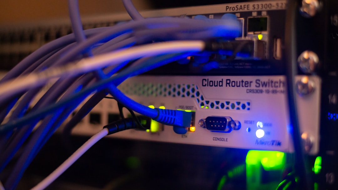 Network equipment with ethernet connections representing web hosting bandwidth infrastructure