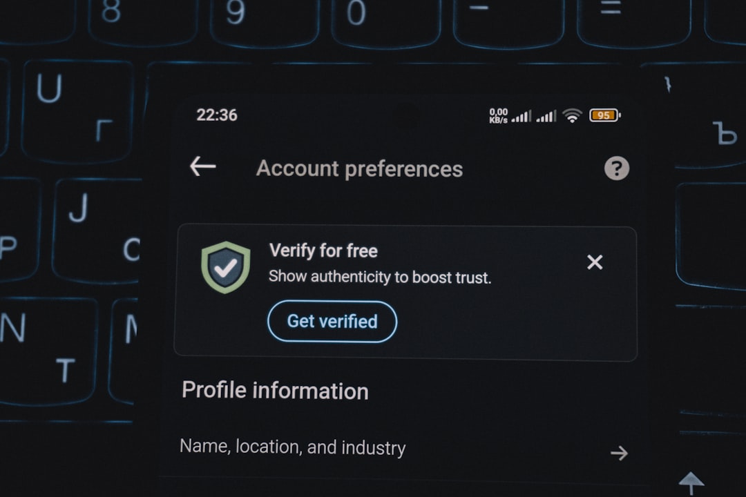 Account verification screen representing extended validation SSL certificate checks
